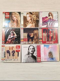 JAPAN EDITION/SEALED: TAYLOR SWIFT JAPAN EDITION CD DEBUT SELF TITLED, FEARLESS, SPEAK NOW, SPEAK NOW LIVE, RED, RED DELUXE, 1989 WITH POLAROIDS, REPUTATION, LOVER (CD WITH OBI NOT VINYL)