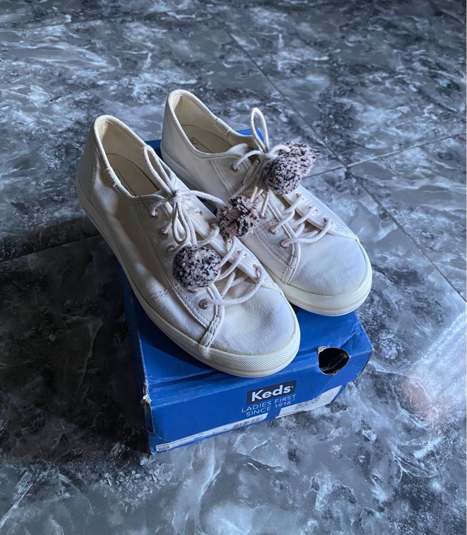 Keds Kickstart Pom Pom Laceup Pink Sneakers Fesyen Wanita Sepatu di Carousell