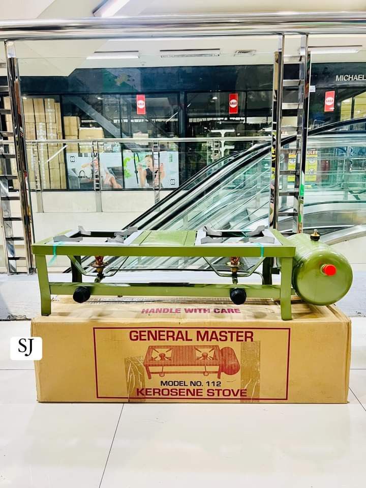 kerosine stove (Category: Cookware & Accessories) located in Manila. Submitted by espinosakimrhian (Listing ID 1301489781, Image 2). Description: RESELLER:2400php :GENERAL MASTER DOUBLE BURNER KEROSINE STOVE ▪️Kerosene gas type ▪️Highquality! @highlight.