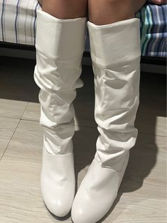 Knee High White Cowboy Boots