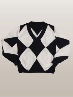 knitted checkered cardigan