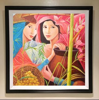MAGKAPATID 35x35 inches OIL ON CANVAS Painting with Wood Frame, Ready to Hang  OIL on CANVAS