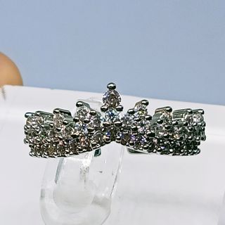 Moissanite ring. Crown design. 18K plated.
