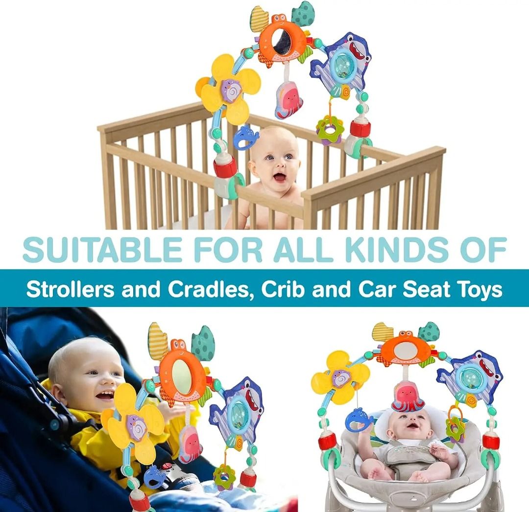 Montessori Baby Arch Toy For Newborns Sensory Activity Baby Stroller Toy for Bed Crib Safe Seat Hanging Rattles Comfort Toys