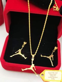 Necklace with J Pendant in 18Karat Saudi Gold