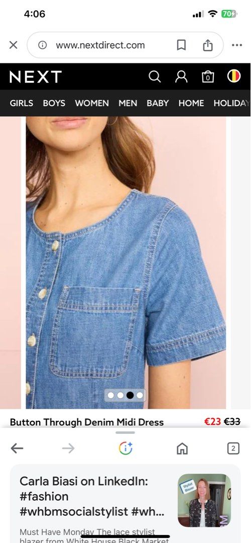 Next Women Mid Blue Button Through Denim Midi Dress, Women's Fashion,  Dresses & Sets, Dresses on Carousell