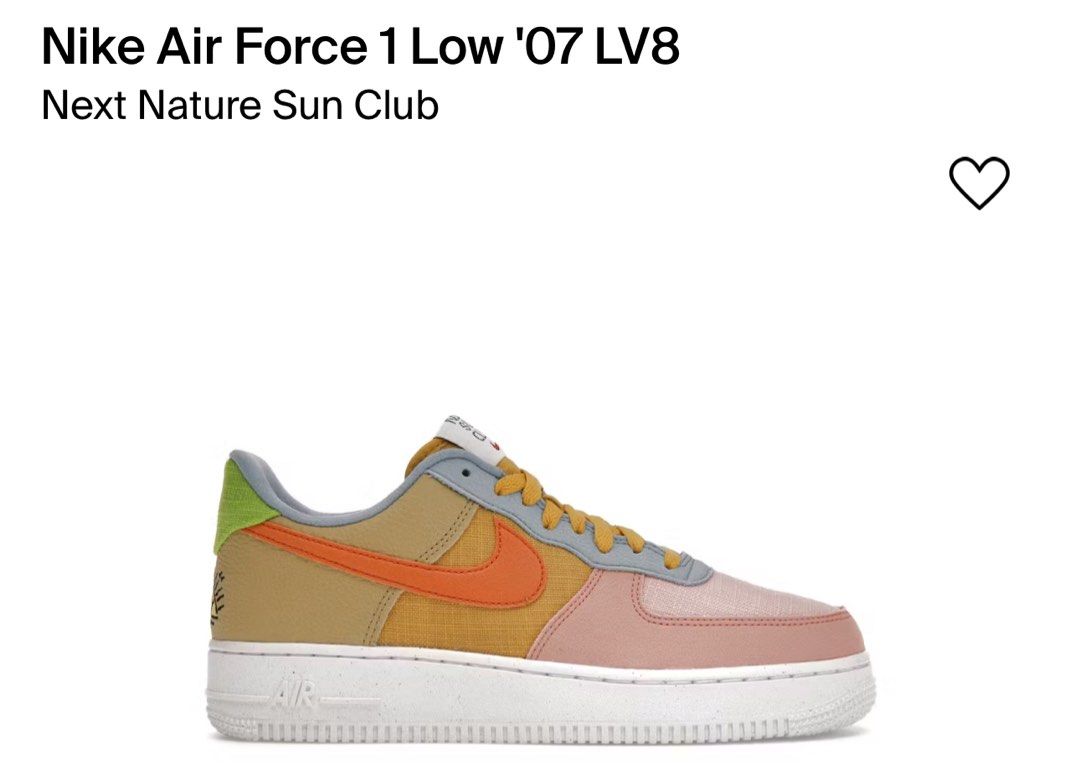 Nike Air Force 1 Low 07 LV8 Next Nature Sun Club US 8.5 Men s Fashion Footwear Sneakers on Carousell
