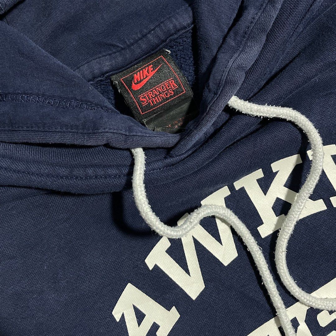 Nike x Stranger Things Hawkins high Hoodie Navy Fesyen Pria Pakaian Baju Luaran di Carousell