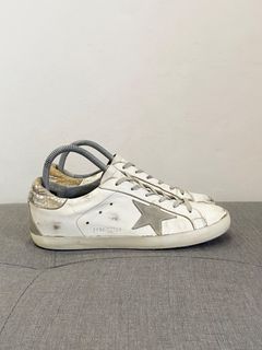 Original golden goose white and silver distressed sneakers