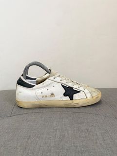 Original golden goose white and black distressed sneakers
