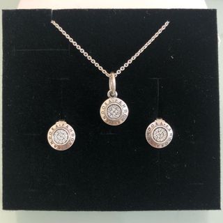Pandora Logo necklace and earrings set in silver