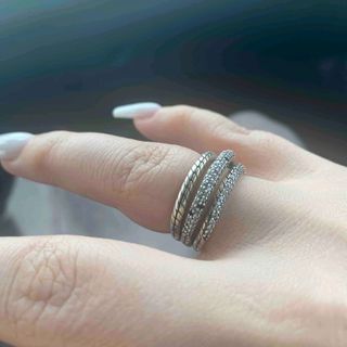 Pandora Triple Band pavé snakechain patter ring in silver