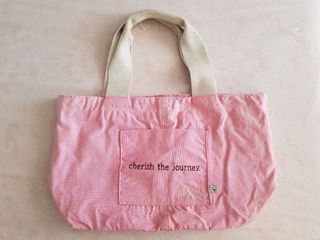 Pink Canvas Beach Bag
