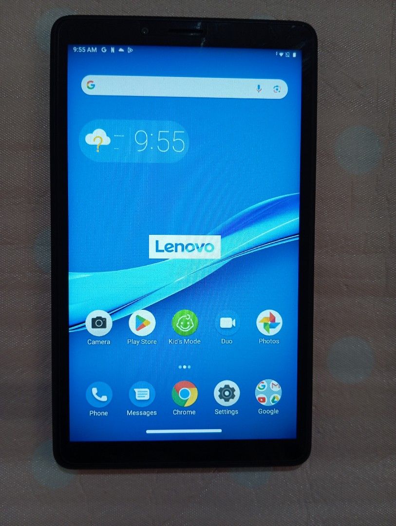 Pre Loved Lenovo Tab M7 (Category: Android) located in Muntinlupa City. Submitted by anythingboutiquebylala (Listing ID 1301490295, Image 1). Description: Pre Loved Lenovo Tab M7 with box but na misplaced Yung charger. Gift yan sa Mother in law last Christmas but ayaw talaga gamitin Kaya naka tabi Lang sa room lagi naka off. Gamit Lang Yan pantawag o Kung may natawag sa kanya pero ayaw talaga gamitin. Processor MediaTek MT8765 (4C, 4x A53 @1.3GHz
