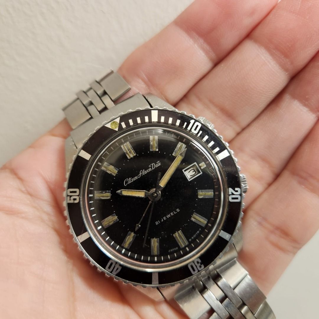Rare Vintage Citizen Alarm Date Divers Watch 21 Jewels All Original