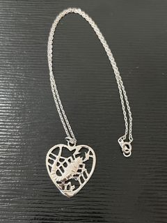 Real Silver Scorpio Heart Necklace