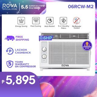 ROWA 0.6 HP Aircon Window Type Manual - MAC-06RCW-M2 (2-Direction Air Vent, Fast Cooling, Easy Clean Filter, Energy Saving, Auto Restart)