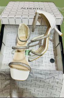 SALE! Alberto Heeled Sandals White with Straps