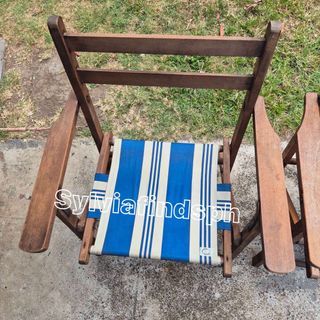 Set CD Vintage Narra Wood Folding Beach Chair Wooden outdoor patio arm chair director chair