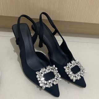 Shein rhinestone black heels
