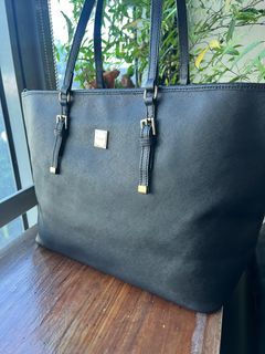 Sisley Large Black Office Tote Bag -Saffiano Leather