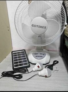 SOLAR RECHARGABLE FAN WITH LED LIGHTS