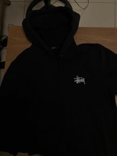 stussy basic hoodie black