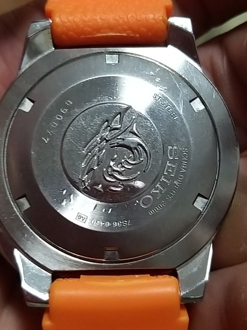Super Rare Authentic Seiko Men s SKZ281 5 Sports Automatic Orange Dial Orange Rubber Automatic Diver Watch