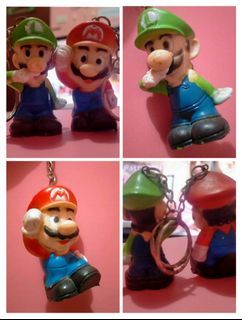 [TAKE ALL x2] Vintage Old Luigi and Mario Keychains Collectible Key Ring Figurine Charm Retro Classic Collector Chain Figures Keychain Classics Toy Pendant Collection