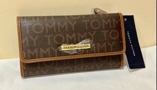 TOMMY HILFIGER TAN BROWN SIGNATURE CONTINENTAL CHECKBOOK CLUTCH WALLET $78 SALE