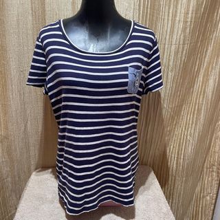 TOMMY HILFIGER WOMENS ROUNDNECK TSHIRT STRIPED NAVYBLUE,WHITE 100%LEGIT (Please view all photo’s and read description)