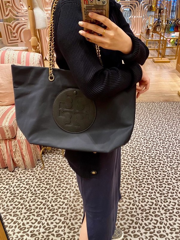 Tory Burch Ella nylon chain tote bag handbag shoulderbag