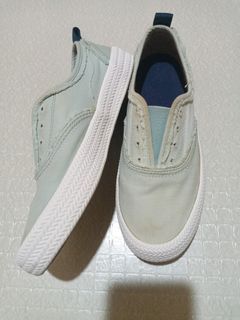 US7 SPERRY WOMENS SNEAKERS 24CM CREST KNOT FRAY SURF LIGHT GREEN