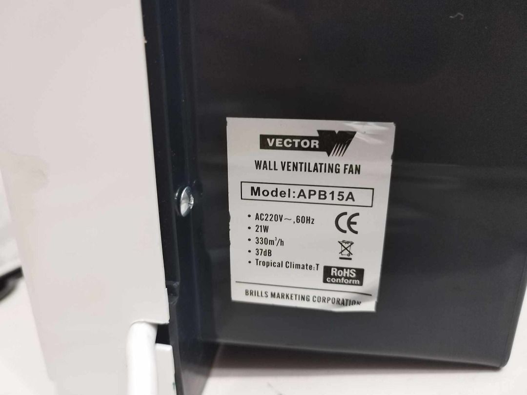 VECTOR Wall Ventilating Fan, APB15A, Furniture & Home Living, Lighting ...