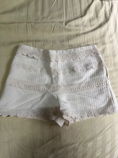 White lace shorts