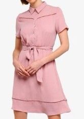 Zalora retro lace pink shirt dress Women s Fashion Dresses Sets Dresses on Carousell
