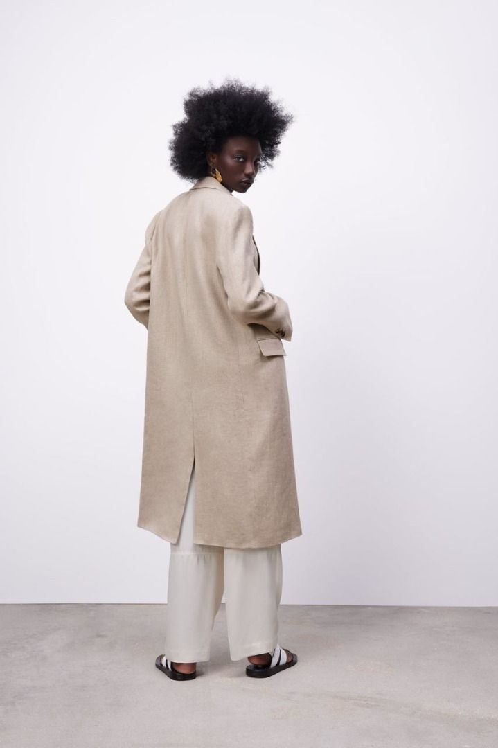 Zara linen trench coat cheap