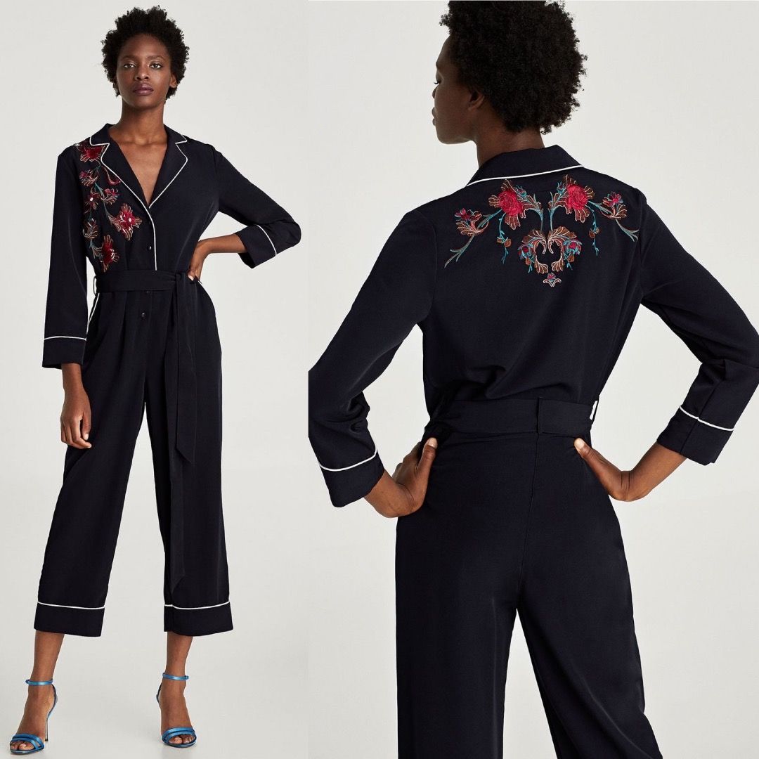 Embroidered jumpsuit zara outlet