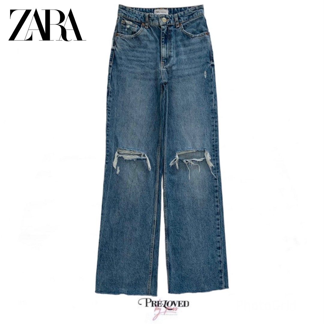 Ripped Jeans Zara Jean Wide Leg Full Length ZARA NEW WOMAN WIDE