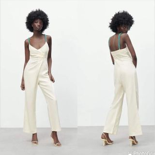 Zara White Linen Jumpsuit