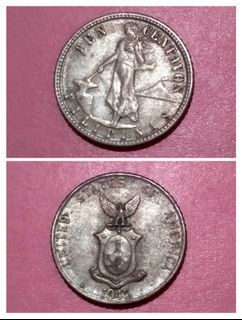 (1945) Ten Centavos 10 Sentimo Philippine Coin Collectible Vintage Old Money Currency Republika ng Pilipinas United States of America Collector Currencies Coins Retro Classic Collection Token Limited Classics Commemorative Memorabilia