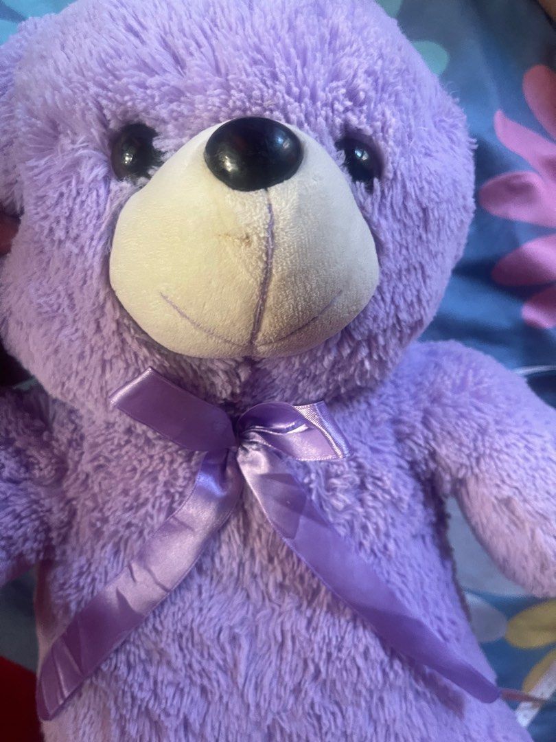 19 inches big purple bear stuff toy (Category: Plushies & Soft Toys) located in Bay. Submitted by CherishJ (Listing ID 1301737919, Image 2). Description: big and huggable soft cotton filling good condition.