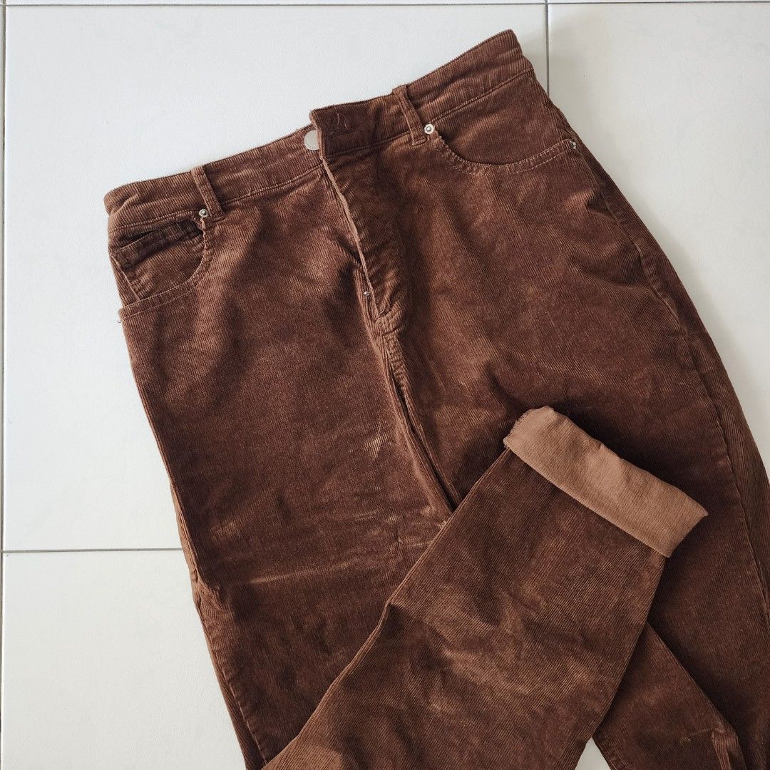Mango Chocolate Brown Corduroy Trousers Jeans Pants Women s Fashion Bottoms Jeans Leggings on Carousell