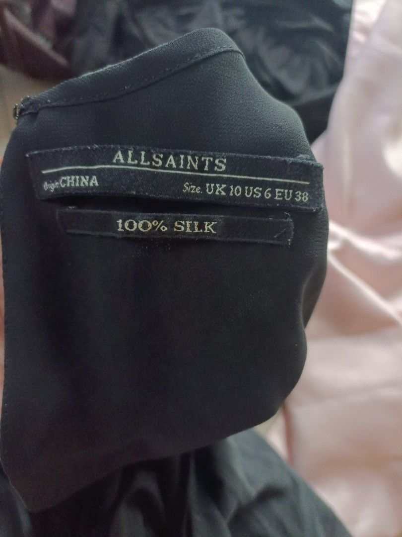 All Saints Black Silk Dress
