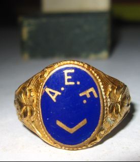 Antique WWI AEF American Expeditionary Forces 12K Gold Shell Enamel Ring
