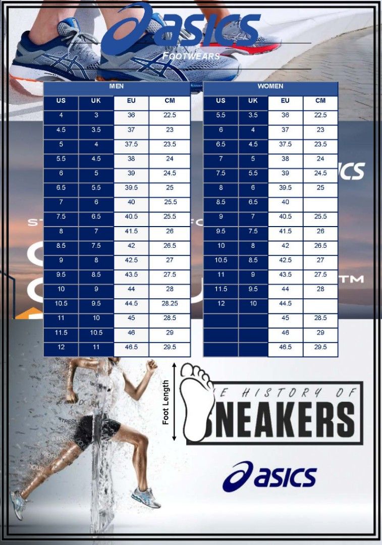 Asics shoe size chart deals