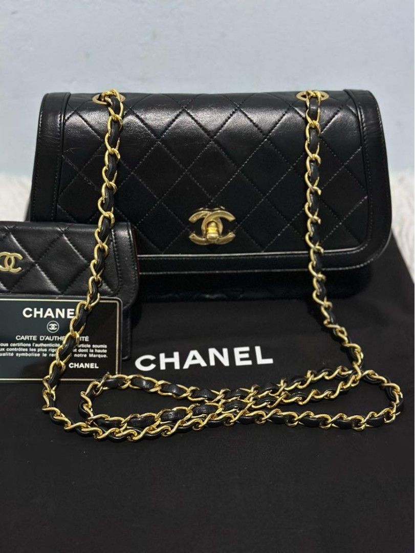 Authentic chanel (Category: Luxury Bags & Wallets) located in Quezon City. Submitted by preetycindz (Listing ID 1301730438, Image 1). Description: 100% authentic chanel vintage diana small lambskin with wallet inclusions :box ,dustbag and guaranteed card still in good condition money back if proven fake.