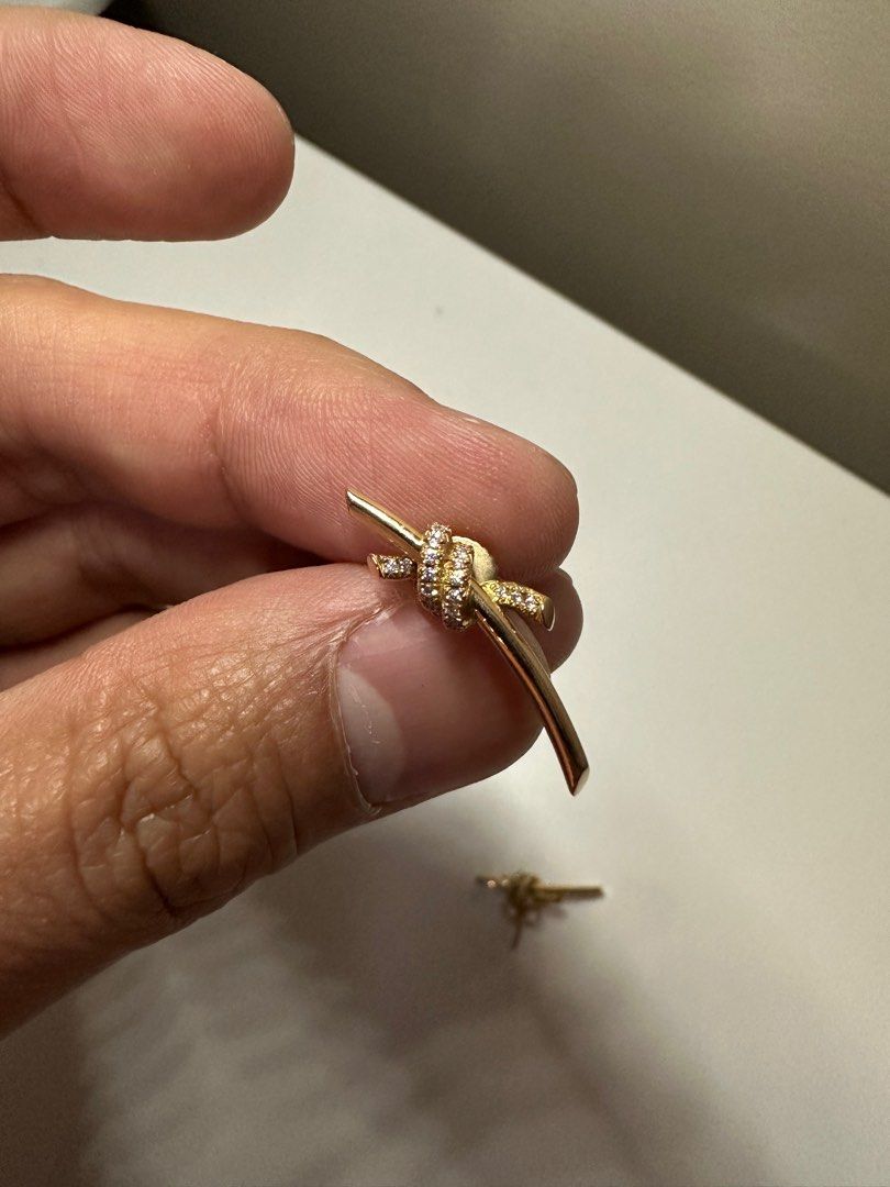 Authentic Tiffany Knot earrings with diamonds in rose gold