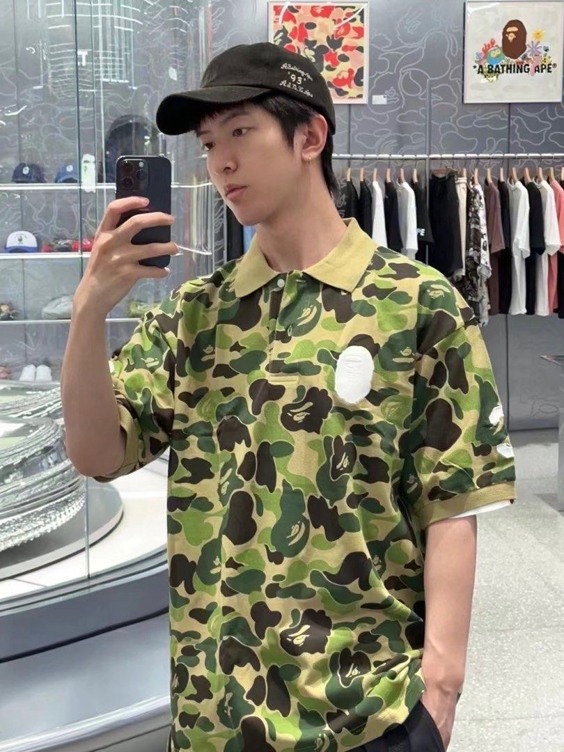 ABC CAMO ARGE APE HEAD POLO BAPE  迷彩 ABC CAMO LARGE APE HEAD POLO RELAXED FIT MENS – us.bape.com