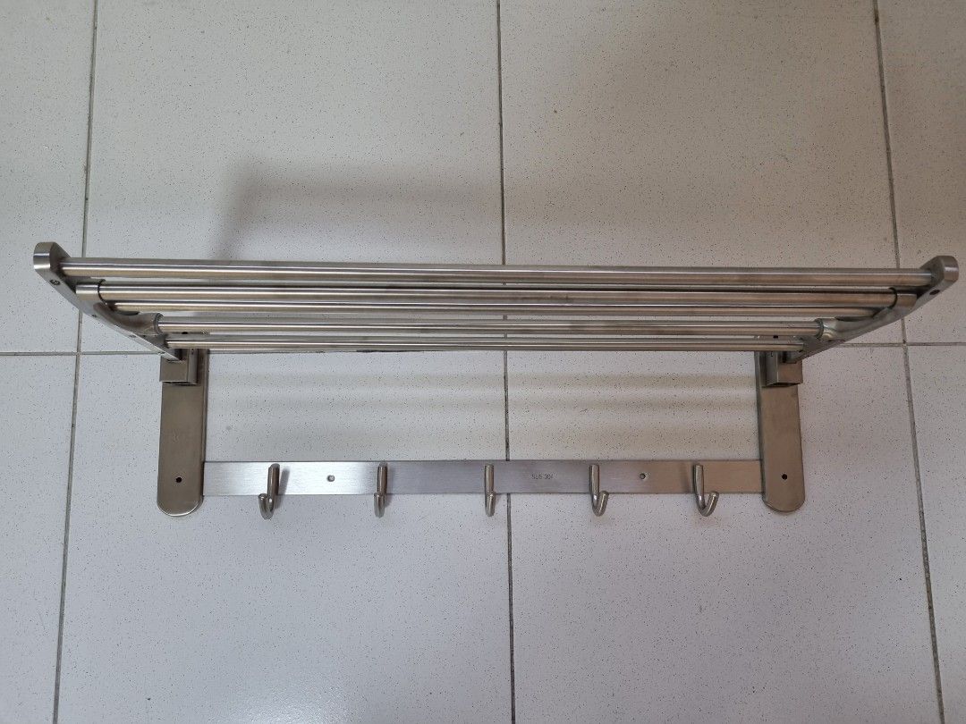 Bath Tower Rack with clothes hooks, Furniture & Home Living, Bathroom ...